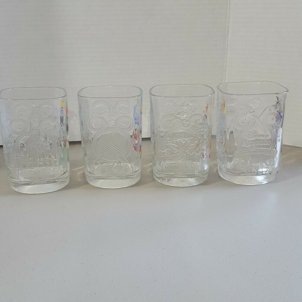 Disney Studio Glass Millennium 2000 Mickey Mouse McDonald's 4 Set Drinking Cup - Picture 7 of 12